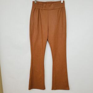 Bagatelle NYC Pants Womens Small Faux Leather High Waist Flare Bootcut Brown